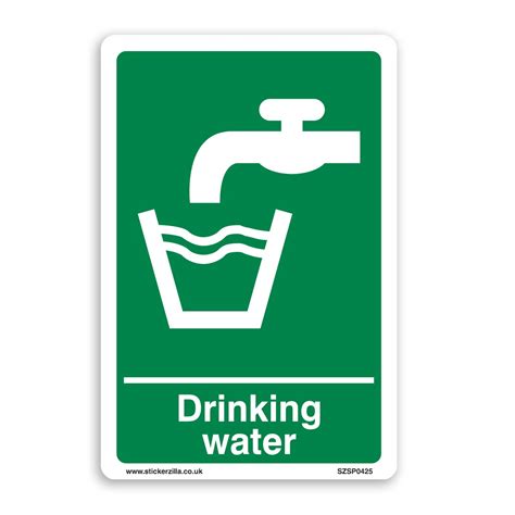 Drinking Water Sign [a4 200mm X 300mm] Self Adhesive Sticker Stickerzilla