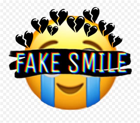 Fakesmile Lol Sad Broken Sticker Black Broken Hearts Png Emojifake