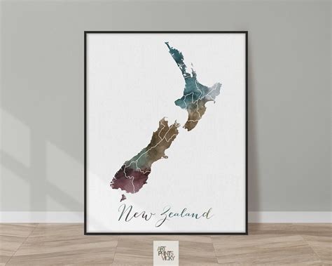 New Zealand Map Wall Art Travel Map Etsy