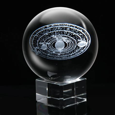 3d Solar System Crystal Ball Planets Glass Ball Laser Engraved Globe