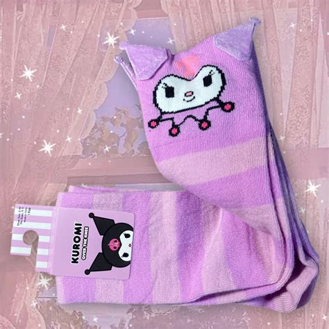 Kuromi Thigh High Socks 🎀 Over The Knee Sanrio Socks Depop