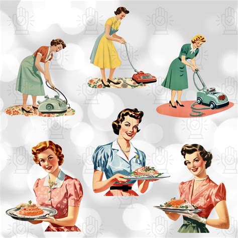 1950s Homemaker Clip Art Vintage Housewife Png And  Images Etsy