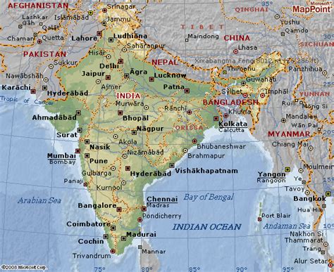 Indian Major Cities Map