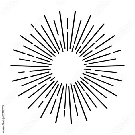 Sun Rays Hand Drawn Linear Drawing Stock Image And Royalty Free