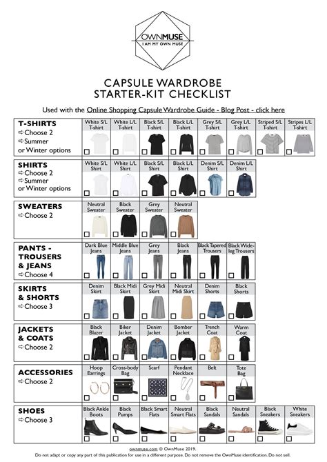 Capsule Wardrobe Checklist Fashion Basics Essential Outfit Items