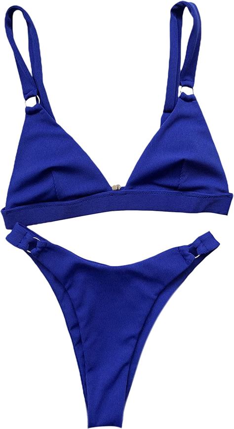 Singreal Womens 2 Piece Bathing Suits Solid High Cut Triangle Bikini