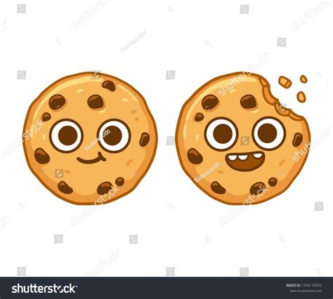 Cute Cartoon Chocolate Chip Cookie Character With Funny Face Cookie Mascot Illustration Ad