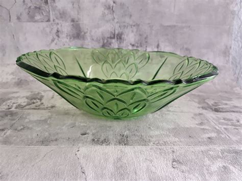 Green Glass Bowl Serving Bowl Green Glassware Green Etsy Uk