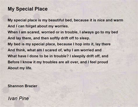 My Special Place My Special Place Poem By Ivan Pine