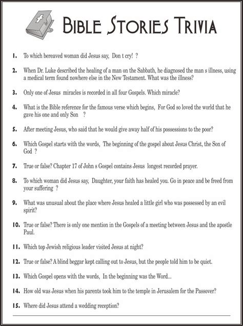 6 Best Youth Bible Trivia Questions Printable