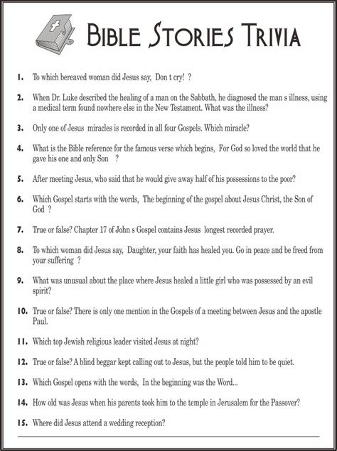 Check spelling or type a new query. 6 Best Youth Bible Trivia Questions Printable - printablee.com