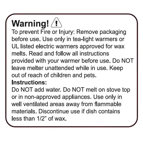 wax melt warning labels candlescience