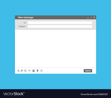 Email Template Mail Mockup Window Browser Blank Vector Image