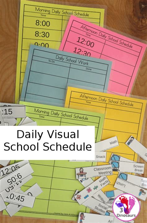 Daily Visual School Schedule For School Or At Home Learning 3 Dinosaurs