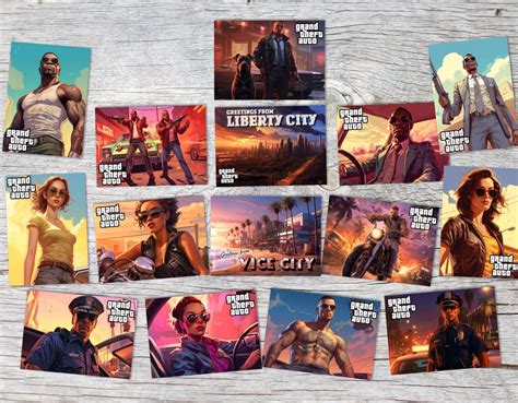 Gta Grand Theft Auto Card Set A6 15 Cards Game Cards Vice Etsy