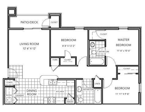 3 Bedroom Flat Plan With Dimensions