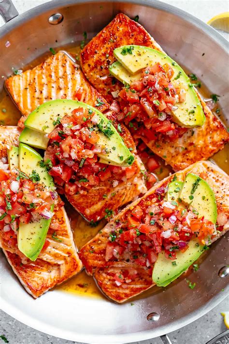 This week in my accent reduction coaching program, at least four of my clients said salmon incorrectly. Seared Salmon with Avocado Tomato Salsa - Cafe Delites