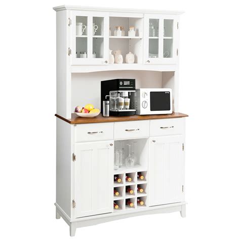 Add extra dining room storage with buffet tables and glass displays from arhaus. Costway Buffet And Hutch Kitchen Storage Cabinet Cupboard w/ Wine Rack & Drawers White - Walmart ...