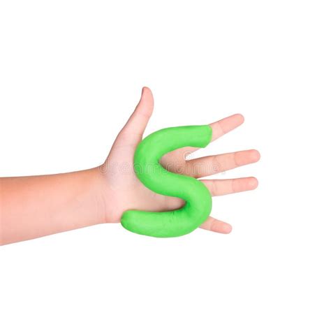 Green Slime In The Hands Of A Child On A White Background Stock Image