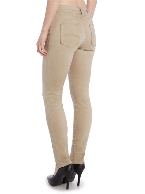 Armani Jeans J18 High Rise Slim Colour Jean In Beige In Natural Lyst