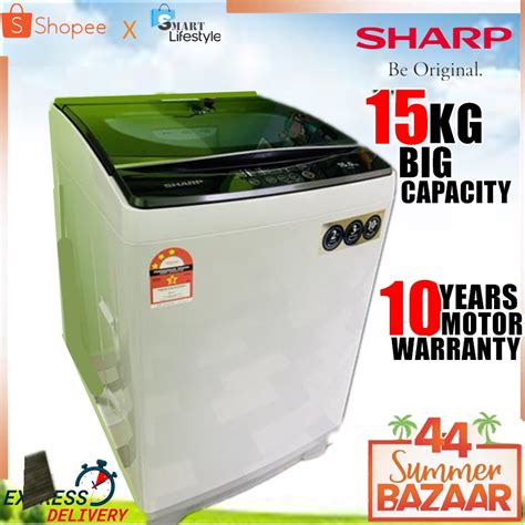Single tub top load washing machine 15 minutes wash timer Sharp 15KG Fully Auto Washing Machine ESX156 | Shopee Malaysia