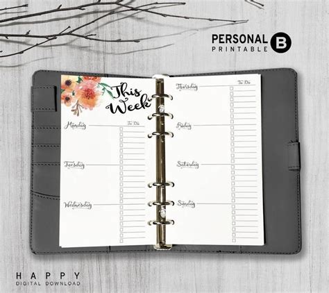 Printable Weekly Planner Inserts Personal Weekly Planner Etsy