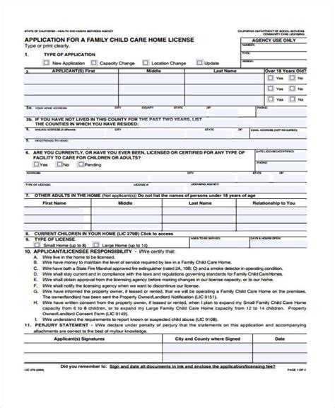 Free 9 Sample Child Care Application Forms In Pdf Ms Word