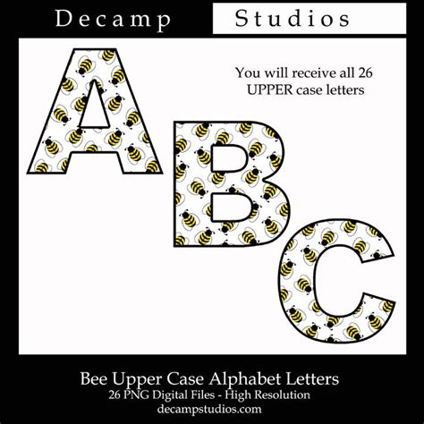 Bee Alphabet Letter Digital Clip Art Graphics Icons Scrapbook Etsy
