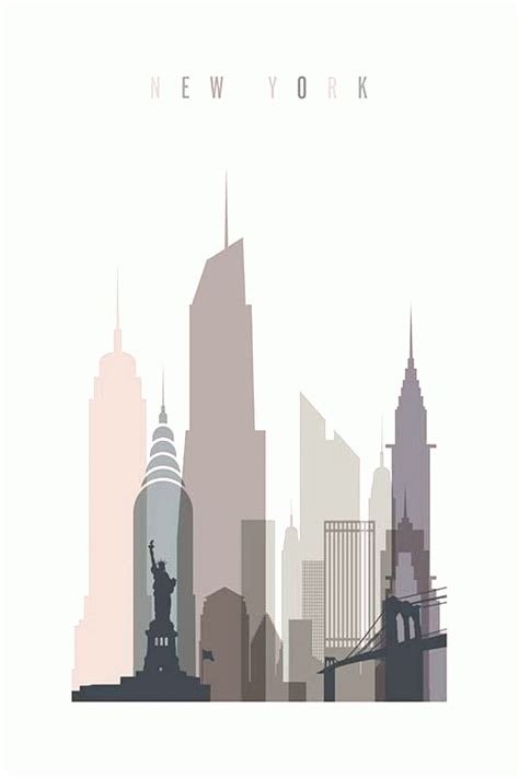 New York Skyline Affiche New York Illustration New York Poster New