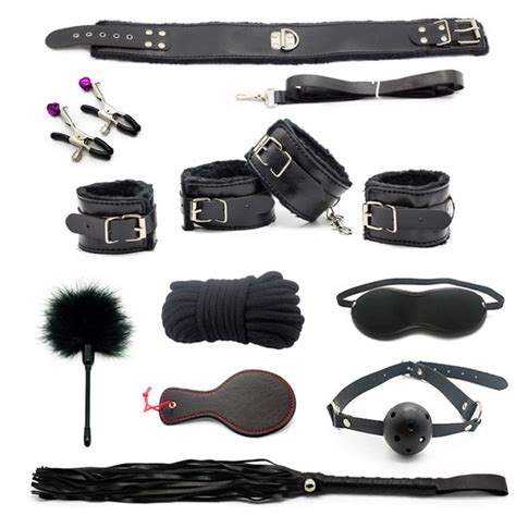 buy gelugee 10 pcs bdsm bondage sex kit leather handcuffs fetish adult