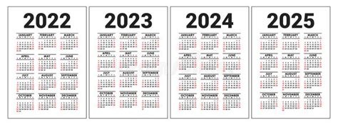 Ano 2021 2022 2023 2024 2025 Plantilla Diseno Vectores Calendario Images
