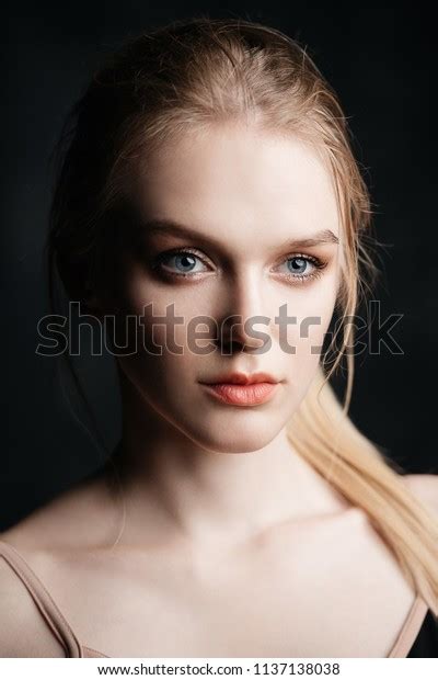 Closeup Portrait Beautiful Blonde Woman Nude Stock Photo