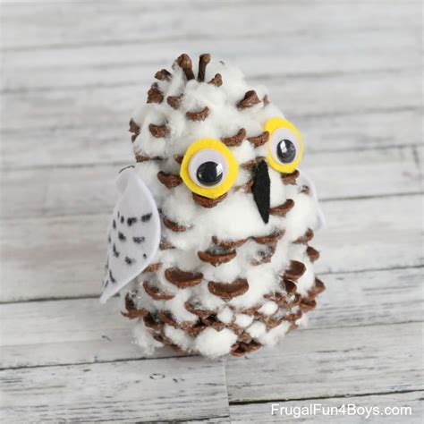 Adorable Pine Cone Snowy Owl Craft For Kids Frugal Fun For Boys And Girls