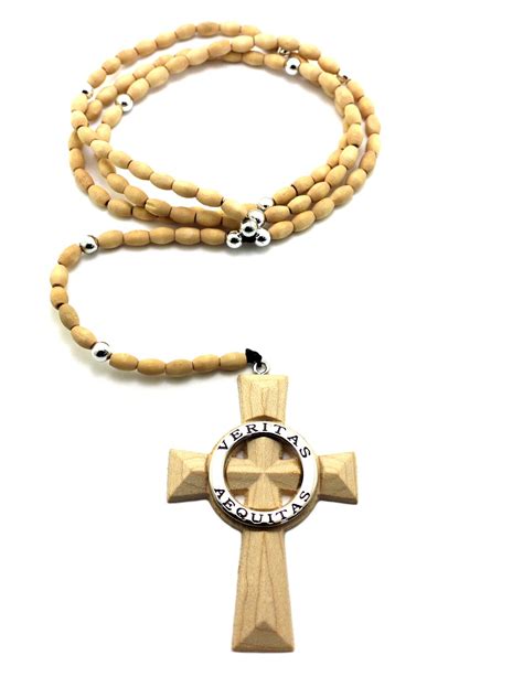 Veritas Aequitas Cross Boondock Saint Pendant 5mm39 Wooden Rosary