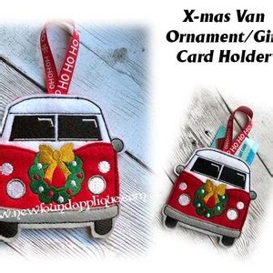 In The Hoop X Mas Van Ornament Gift Card Holder Embroidery Etsy