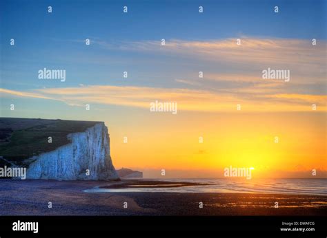 Seven Sisters Cliffs During Winter Sunrise Stock Photo Alamy