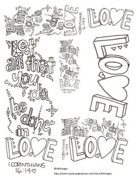The illustration shows several well know scripture quotes from the book of 1 corinthians. 30 1 Corinthians 13 Coloring Pages - Free Printable ...