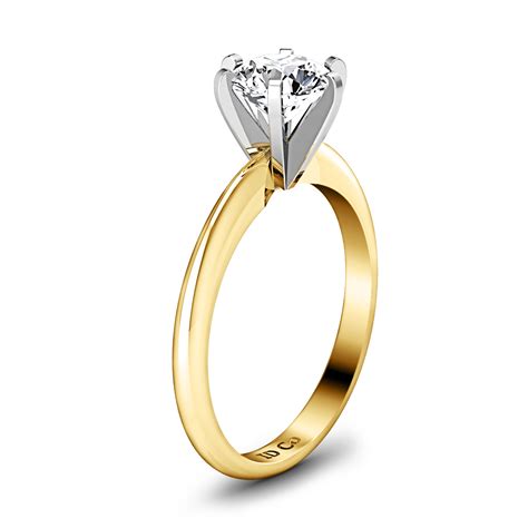 Solitaire Diamond Engagement Ring Classic 6 Prong 14k Yellow Gold