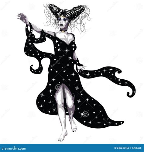 Nyx goddess of the night stock vector. Illustration of pale - 248243460