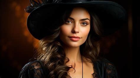 premium ai image beautiful girl in black hat