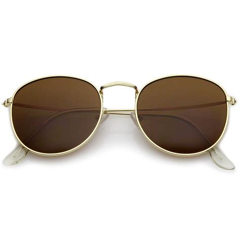 Classic Full Metal Frame Slim Temple Round Sunglasses 45mm Round Sunglasses Sunglasses