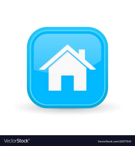 Home Icon Blue Square Shiny Button Royalty Free Vector Image