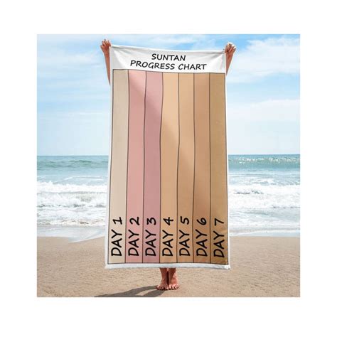 Suntan Progress Chart Beach Towel Sunbathing Towel Vacation Gift