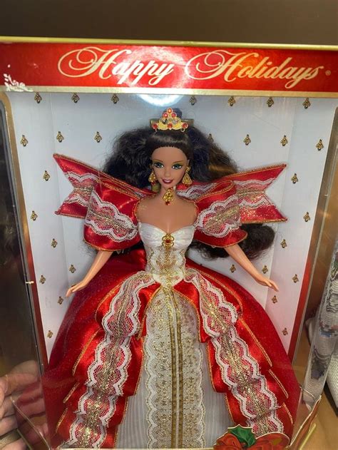 happy holidays barbie doll christmas barbie collectible red etsy holiday barbie dolls happy