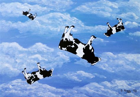 Kunstwerk Falling Cows Von Bela Manson