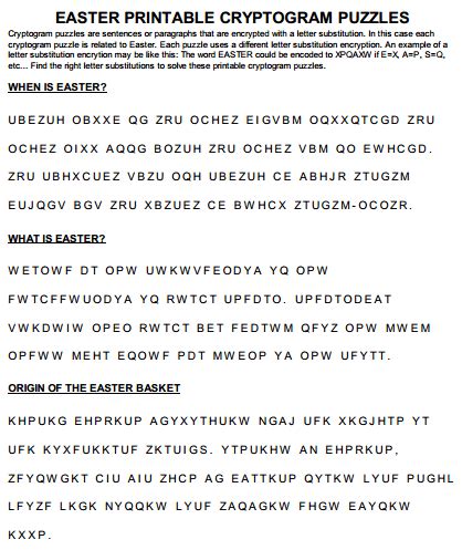 Article by puzzles to print. Easter Printable Cryptogram Puzzles | Printable easter ...