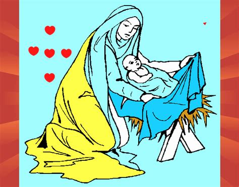 Dibujo De Nacimiento Del Niño Jesús Pintado Por En El Día