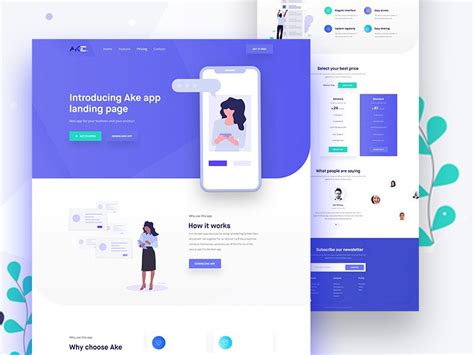 There is a wide variety of landing page styles. Ake- App Landing Page | App landing page, Web app design ...