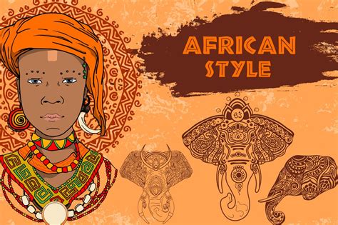 Vector Set In The African Style Illustrations Creative Market
