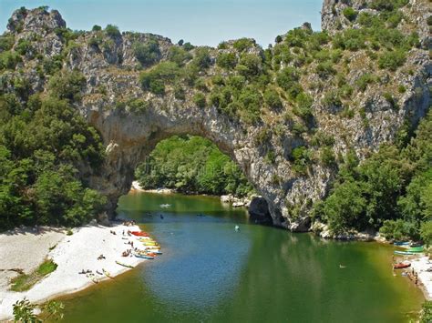 France Ardeche Pont D Arc Natural Bridge Carved Out Stock Image Image